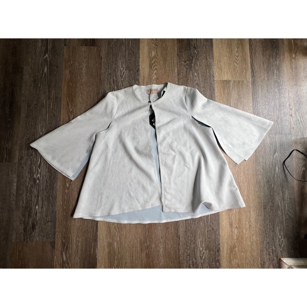 Jayley Collection Faux Suede Jacket Womens One Size Light Blue New Bell Sleeve